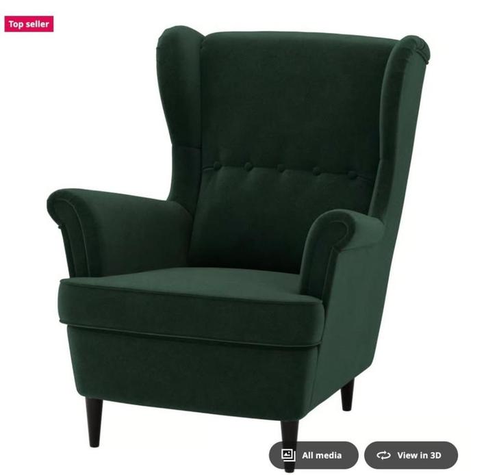 IKEA STRANDMON Green Chair, Huis en Inrichting, Fauteuils, Zo goed als nieuw, Hout, 50 tot 75 cm, 75 tot 100 cm, Ophalen