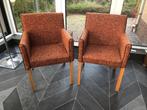2 mooie stoelen, bruin-oranje met zwarte bies, izgst, Huis en Inrichting, Stoelen, Ophalen, Hout, Twee, Bruin