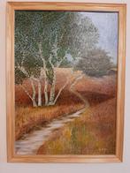 Schilderij landschap heide veld, Antiek en Kunst, Kunst | Schilderijen | Klassiek, Ophalen of Verzenden