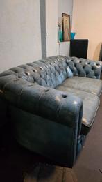 Prachtige jeansblauwe Chesterfield stijl 2 zitsbank, Ophalen, Gebruikt, Tweepersoons, Leer