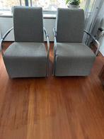 Set van 2 prachtige fauteuils met metalen frame, Huis en Inrichting, Stoelen, Ophalen, Twee, Zwart, Zo goed als nieuw