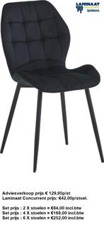 Manny Eetkamerstoel Black Fluweel Velvet Industrieel €42 p/s, Ophalen, Zwart, Nieuw, Metaal