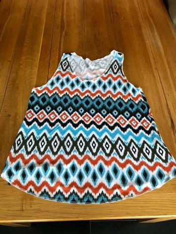Oranje/blauw/zwart/witte top, maat 38 beschikbaar voor biedingen