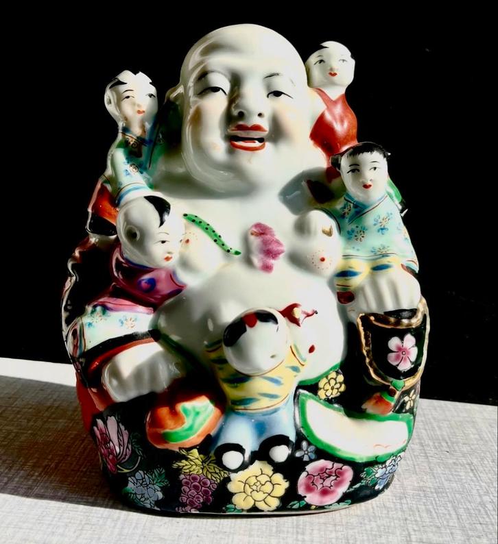 Antiek Chinees Boeddha Beeld met Kinderen Porselein, Antiek en Kunst, Antiek | Porselein, Verzenden