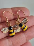 Emailled bijen oorbellen met steentjes, Ophalen of Verzenden, Zo goed als nieuw, Zilver, Overige materialen