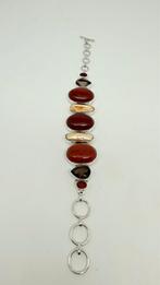 Zilveren armband met inleg échte edelstenen en 2 schelpen., Ophalen of Verzenden, Nieuw, Zilver, Met edelsteen
