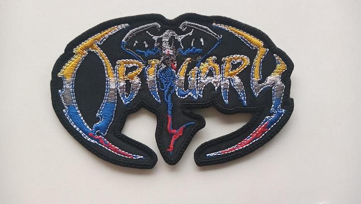 Obituary vrij mooie en nieuwe shaped logo patch o29, Verzamelen, Muziek, Artiesten en Beroemdheden, Nieuw, Kleding, Verzenden