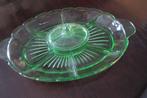 antiek groen glazen serveerschaal, Ophalen of Verzenden
