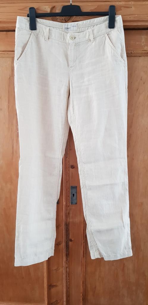 Esprit linnen broek zand/beige rechte wijde pijpen maat 38, Kleding | Dames, Broeken en Pantalons, Nieuw, Maat 38/40 (M), Beige