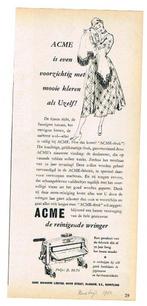Acme Wringer - advertentie uit Tijdschrift 1950, Ophalen of Verzenden, Gebruikt