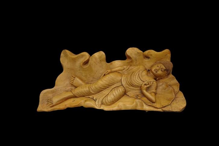 Liggende Boeddha beeld (Nirvana) van Krokodillenhout, Huis en Inrichting, Woonaccessoires | Boeddhabeelden, Gebruikt, Ophalen of Verzenden