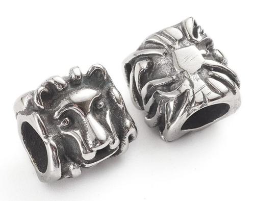 RVS bedel Leeuw voor groot-gat-bedelarmbanden, Sieraden, Tassen en Uiterlijk, Bedels, Nieuw, Overige merken, Overige materialen