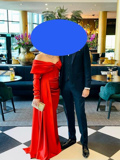 Avondjurk/galajurk, Kleding | Dames, Gelegenheidskleding, Zo goed als nieuw, Galajurk, Maat 38/40 (M), Rood, Ophalen