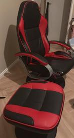 game stoel rood zwart leer, Huis en Inrichting, Stoelen, Ophalen, Gebruikt, Overige kleuren, Leer