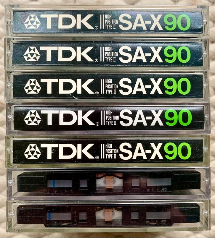 7x TDK SA-X90 JAPAN 1985 cassettebandjes SA-X 90 SAX90 tapes, Cd's en Dvd's, Cassettebandjes, Gebruikt, Voorbespeeld, Pop, 2 t/m 25 bandjes