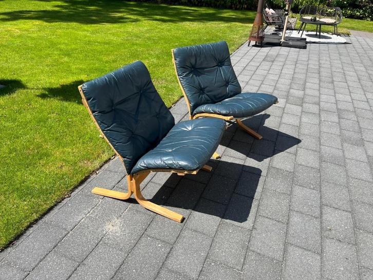 Set/2 Westnofa Siësta Fauteuil | Ingmar Relling, Huis en Inrichting, Fauteuils, Gebruikt, Hout, Leer, 50 tot 75 cm, 75 tot 100 cm