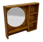 Vintage grenen pinewood spiegel met kapstok compact design, Gebruikt, Vintage, Vintage, Ophalen of Verzenden