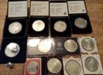 Lot van 11 zilveren 50 gulden munten diverse jaren, Setje, Koningin Beatrix, Zilver, Ophalen of Verzenden