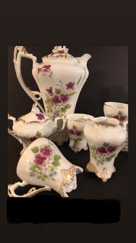 Antiek koffieservies Meissen, Königlich Tettau 6 personen, Ophalen of Verzenden