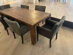 Houten eettafel met 6 stoelen - In goede staat, Ophalen, Gebruikt, 50 tot 100 cm, Vijf personen of meer