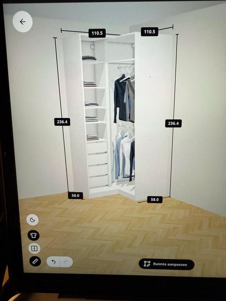 Ikea Pax Hoek Kast - Ruimtebesparend!, Huis en Inrichting, Kasten | Kledingkasten, Zo goed als nieuw, 200 cm of meer, 100 tot 150 cm