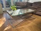 Houten Salontafel met Glasplaat & Chromen Poten, Huis en Inrichting, Tafels | Salontafels, Ophalen, 100 tot 150 cm, 50 tot 100 cm