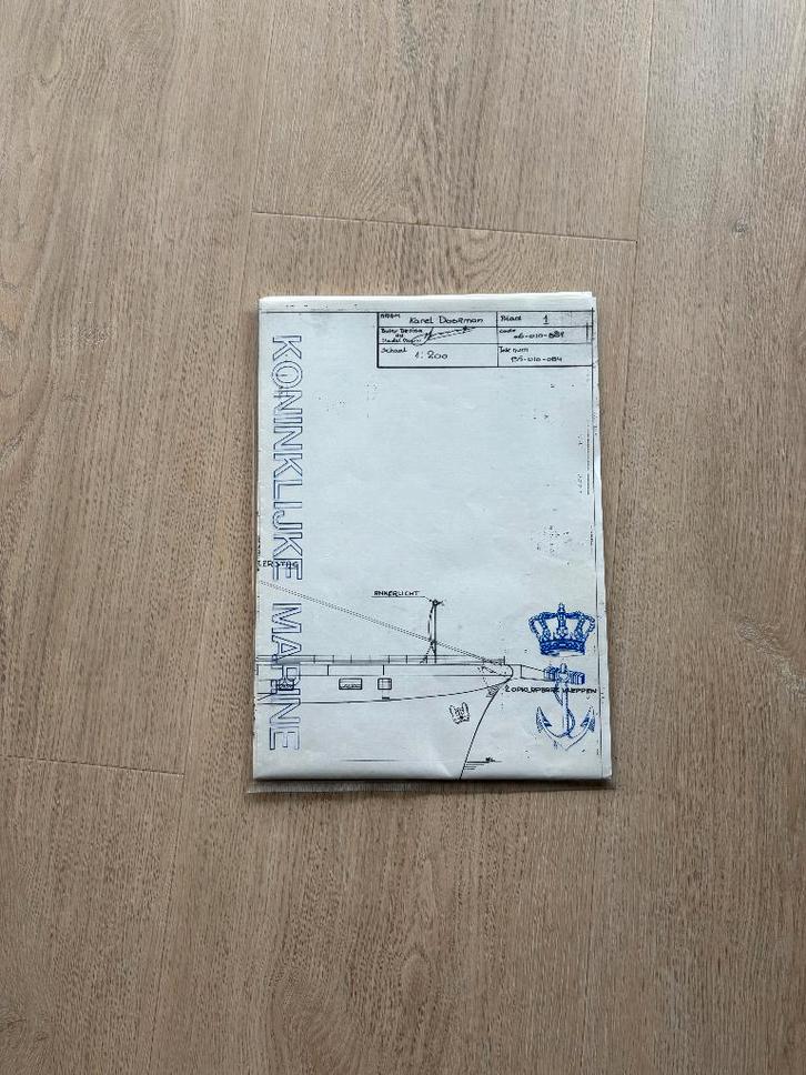 BOUWTEKENING KAREL DOORMAN  SCHAAL 1:200, Hobby en Vrije tijd, Modelbouw | Boten en Schepen, Nieuw, 1:50 tot 1:200, Overige merken