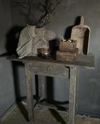 Antiek oud houten tafeltje met lade, Huis en Inrichting, Tafels | Sidetables, 25 tot 50 cm, Rechthoekig, Ophalen of Verzenden