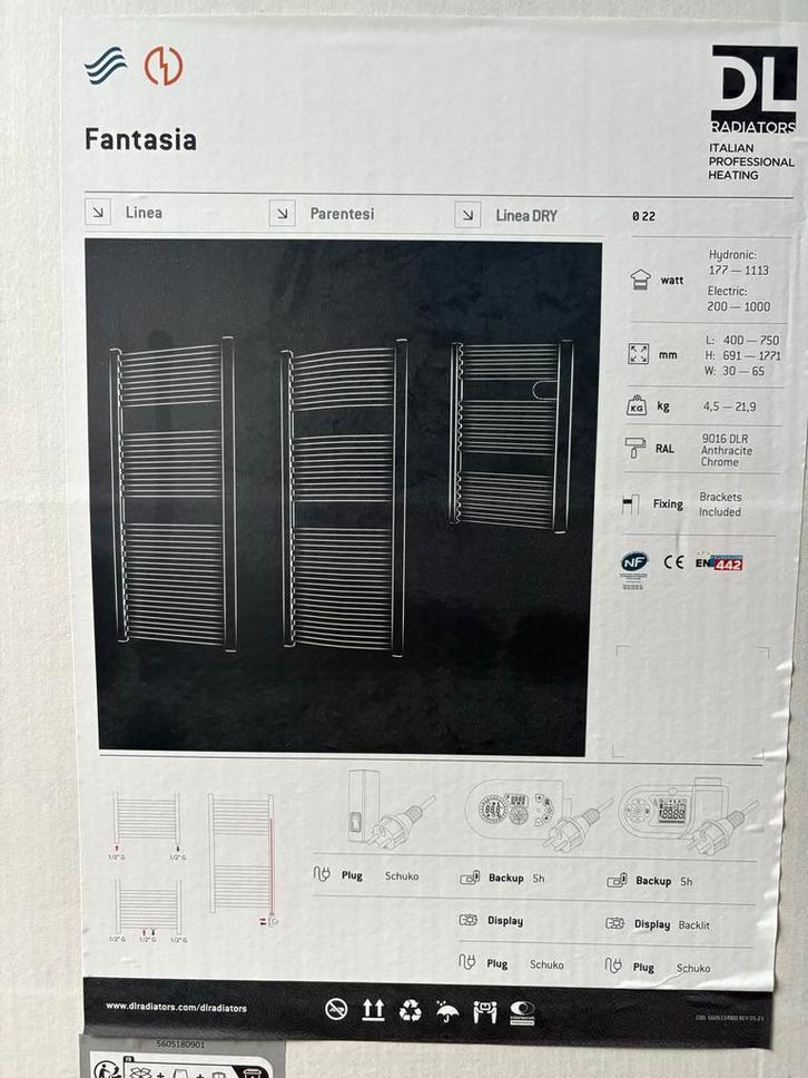 (Wit) Nieuwe Elektrische Handdoekradiator DL Radiators, Doe-het-zelf en Verbouw, Verwarming en Radiatoren, Nieuw, Radiator, 200 tot 500 watt