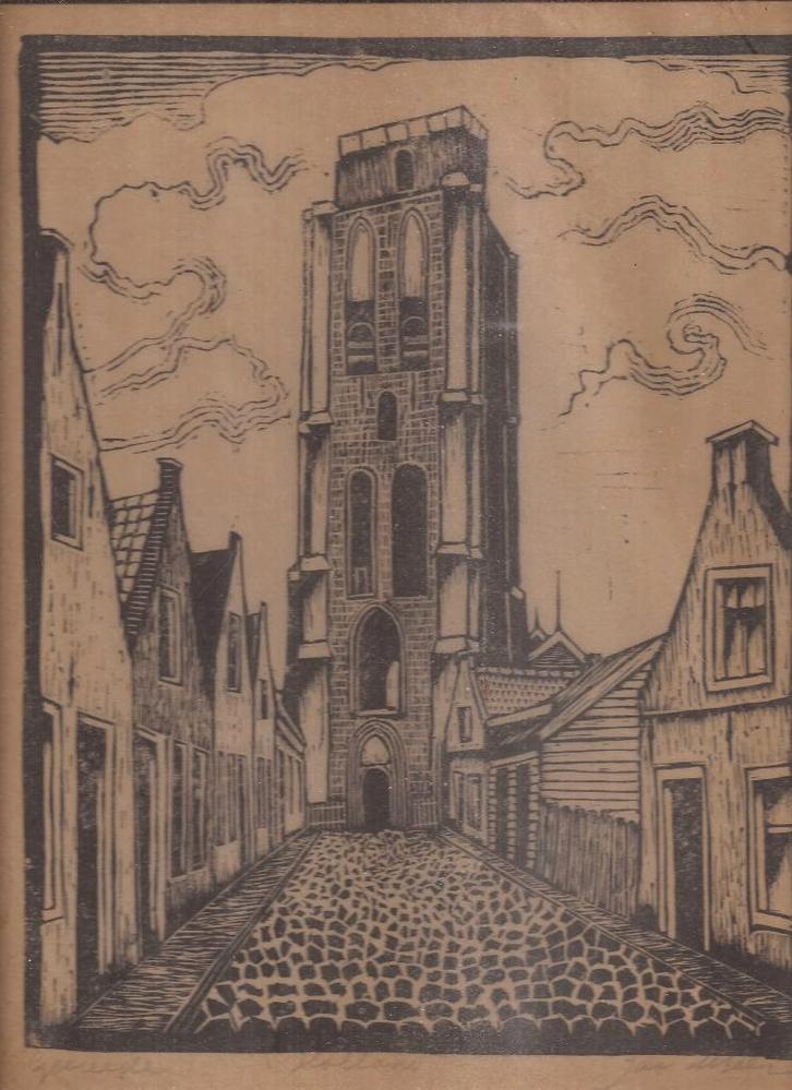 Beer, Jac de - Goedereede Houtsnede Goedereede, Antiek en Kunst, Kunst | Etsen en Gravures, Ophalen of Verzenden