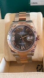 Rolex Datejust 36mm Staal/Rose Rhodium (Full Set), Ophalen, Polshorloge, Zo goed als nieuw, Goud