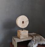 Houten wiel op eiken sokkel, Decoratie cirkel landelijk, Verzenden, Nieuw