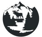 camper caravan auto bus sticker moose round landscape, The River House, Info@theriverhouse.nl, Nieuw, Ophalen of Verzenden