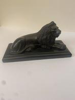 Bronzen Leeuw op Marmeren Sokkel - Beeldhouwwerk Kunstobject, Antiek en Kunst, Ophalen of Verzenden