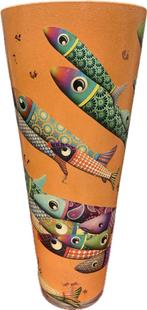 Grote glazen paraplubak / vaas met sardines, Overige kleuren, 50 tot 75 cm, Ophalen of Verzenden, Glas