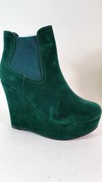 Kayla Shoes enkellaarsjes, suede groen, maat 40. 8A4, Tweedehands verkoop, Tweedehands verkoop, Ophalen of Verzenden, Groen