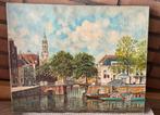Antiek schilderij stadsgezicht Delft - W.H. Aberson, Ophalen of Verzenden