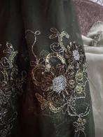 Donkergroene stof met bloemprint en voering, 120 cm of meer, Nieuw, Ophalen of Verzenden, Katoen