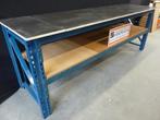 Zware werkbank / werktafel inpaktafel 80x285cm stalen frame, Gebruikt, Handelsonderneming Hendriksen, Ophalen of Verzenden, 170 cm of meer