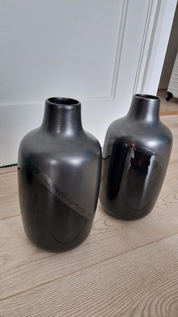 LIFESTYLE - set van 2 vazen, antraciet, Huis en Inrichting, Woonaccessoires | Vazen, Ophalen, Zwart, Aardewerk of Porselein, Zo goed als nieuw