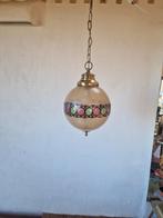 Vintage franse bollamp glas messing. , Huis en Inrichting, Lampen | Hanglampen, Gebruikt, Onbekend, Ophalen of Verzenden, Glas