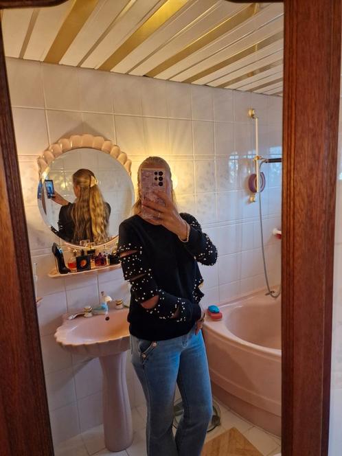 Parel trui met opengewerkte stukjes, Kleding | Dames, Truien en Vesten, Gedragen, Zwart, Ophalen of Verzenden