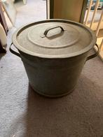 Oude Zinken Emmer met Deksel, Ophalen of Verzenden, Gebruikt