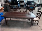 Eiken eettafel en 6 stoelen, Huis en Inrichting, Ophalen, Zo goed als nieuw, Rechthoekig, 50 tot 100 cm