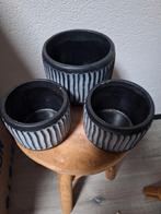 Set van 3 Bloempotten zwart / grijs, Ophalen, Gebruikt, Rond, Balkon