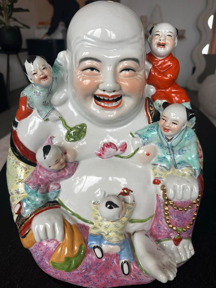 Lachende Buddha beeld 35cm - Decoratief en Vrolijk, Antiek en Kunst, Kunst | Beelden en Houtsnijwerken, Ophalen