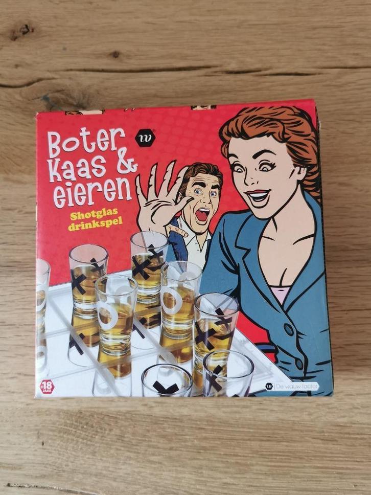 Boter Kaas & Eieren shotglas drankspel, Hobby en Vrije tijd, Gezelschapsspellen | Overige, Zo goed als nieuw, Ophalen of Verzenden