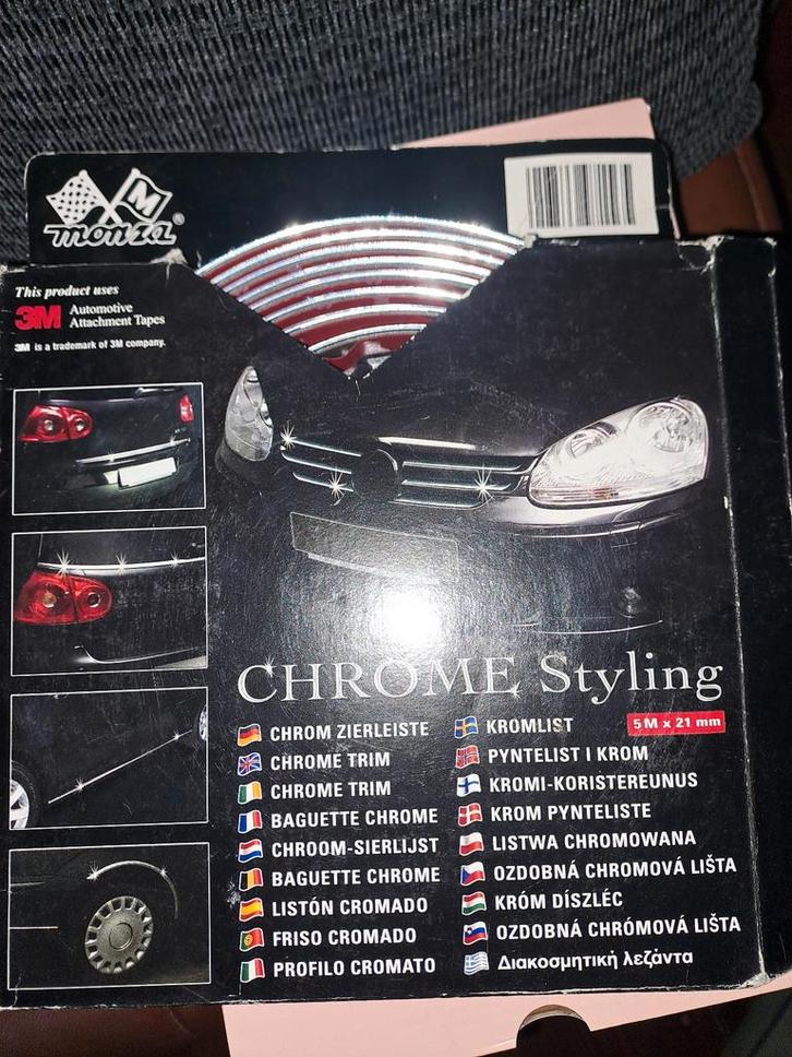 2x Chroom Sierlijst Plakstrips - ca 5m lang, 21mm breedte, Auto diversen, Tuning en Styling, Ophalen
