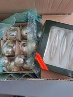 19 zilverkleurige kerstballen + 5 pegels echt glas!, Diversen, Kerst, Ophalen, Zo goed als nieuw