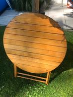 Opklapbare houten tafel gelakt retro vintage, Ophalen, Gebruikt, Rond, 50 tot 100 cm